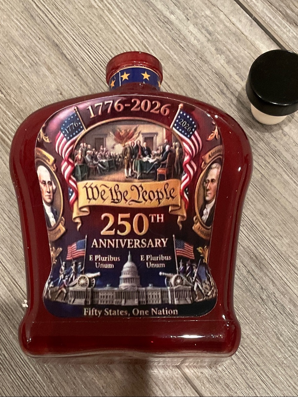 Commemorative "We the People" 250th Anniversary Red Flask Bottle